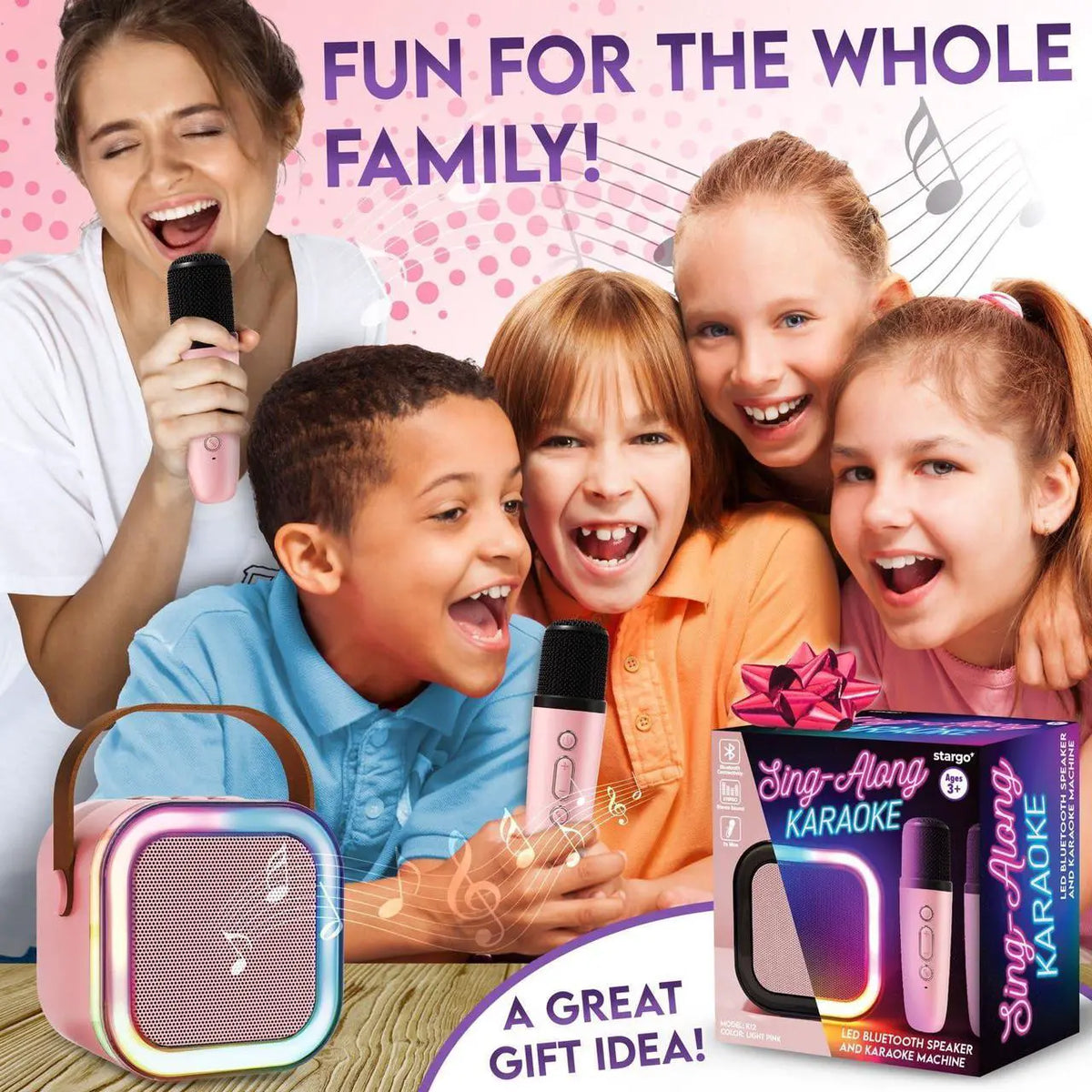 Stargo K12 Mini Karaoke Machine CC-1045-2-LPNK Bluetooth Light Pink (New)