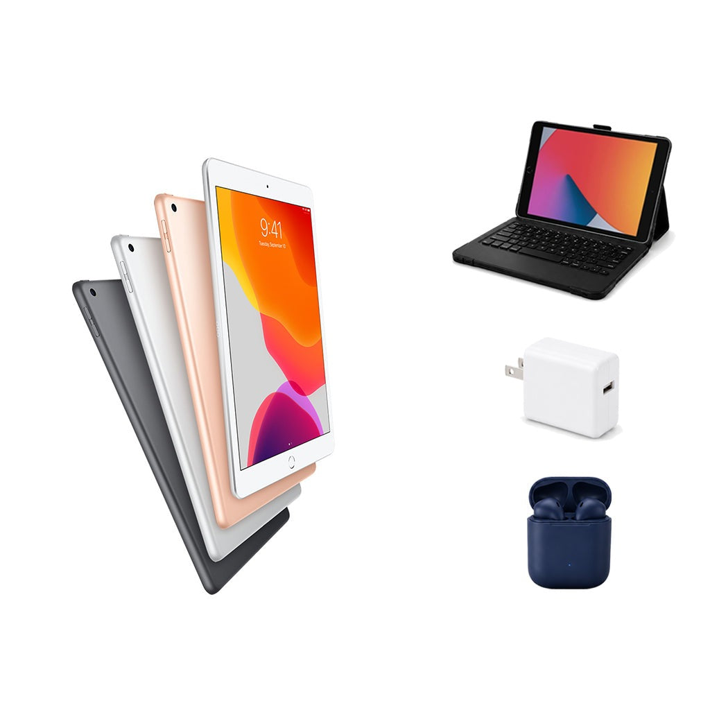 Refurbished Apple iPad 10.2" (7th Gen) WiFi 128GB Space Gray Excellent Condition + ZAGG Rugged Pro Connect Keyboard Case + InPod Headphones + Charger