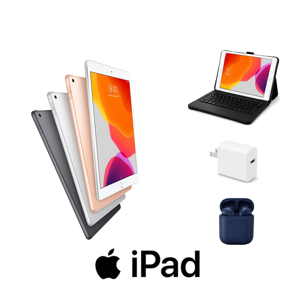 Refurbished Apple iPad 10.2" (7th Gen) Wi-Fi 32GB Gold Excellent Condition + ZAGG Rugged Pro Connect Keyboard Case + InPod Headphones + Charger