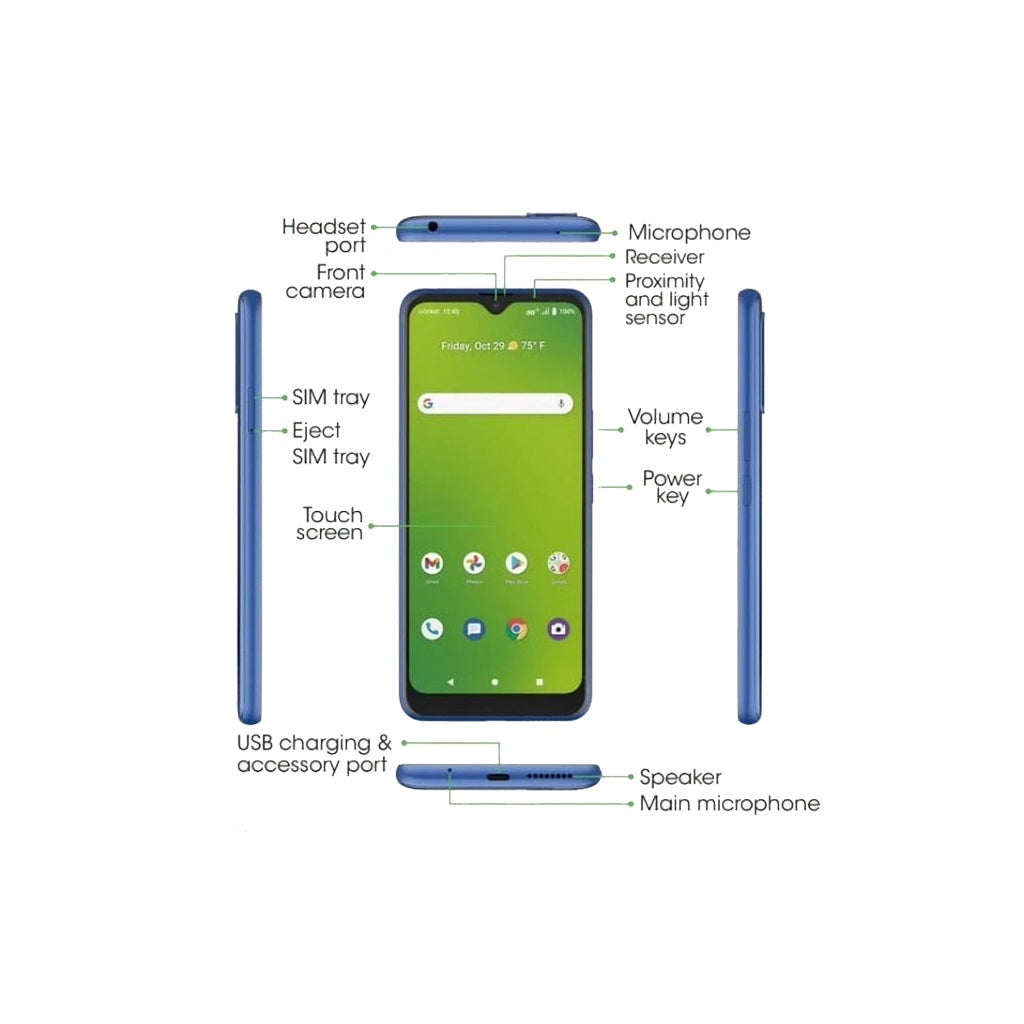 Refurbished Cricket Dream 5G EC211001 6.5" 64GB 4GB RAM Unlocked Blue (Like New)