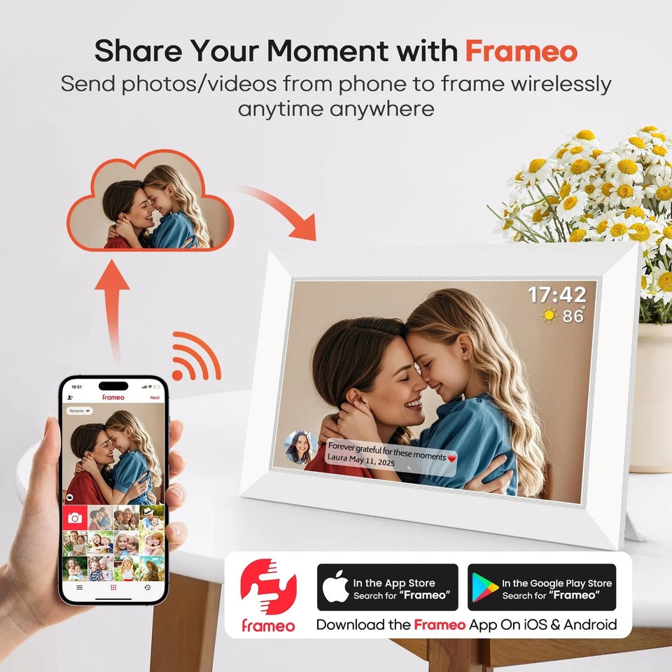 Miroir 10.1" Digital Photo Frame via Frameo App WiFi 32GB (New)