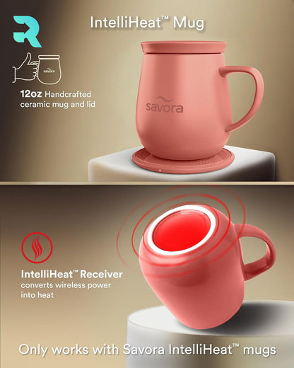 Savora IntelliHeat Heated Coffee Mug with Smart Sense Pad Multiple Color