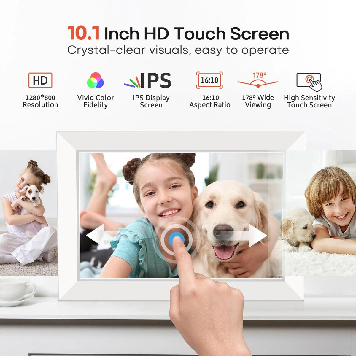 Miroir 10.1" Digital Photo Frame via Frameo App WiFi 32GB (New)