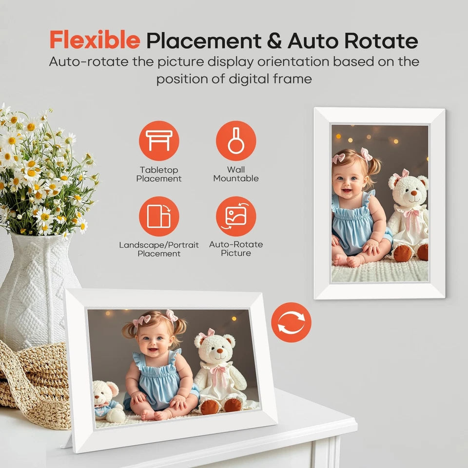 Miroir 10.1" Digital Photo Frame via Frameo App WiFi 32GB (New)