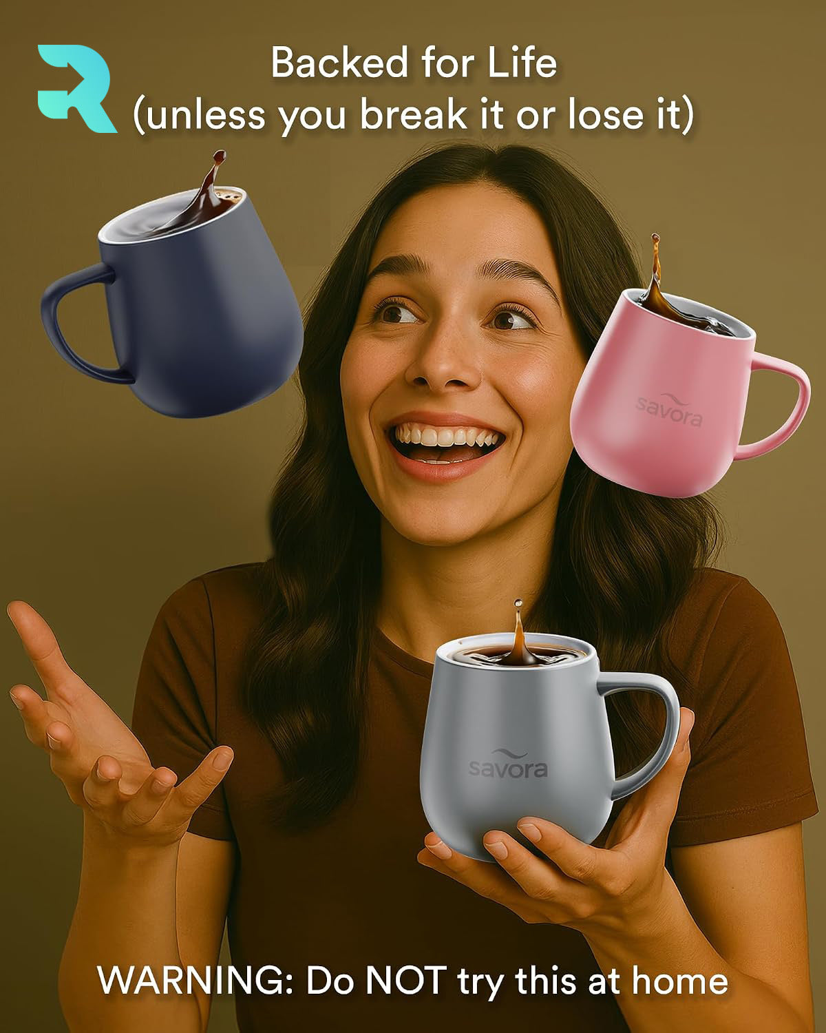 Savora IntelliHeat Heated Coffee Mug with Smart Sense Pad Charcoal (New)