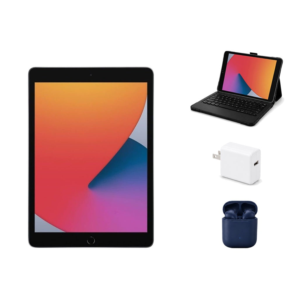 Refurbished Apple iPad 10.2" (7th Gen) WiFi 128GB Space Gray Excellent Condition + ZAGG Rugged Pro Connect Keyboard Case + InPod Headphones + Charger