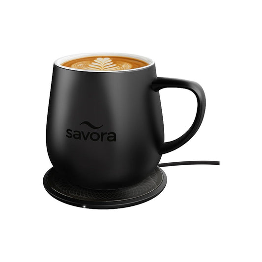 Savora IntelliHeat Heated Coffee Mug with Smart Sense Pad Black (New)