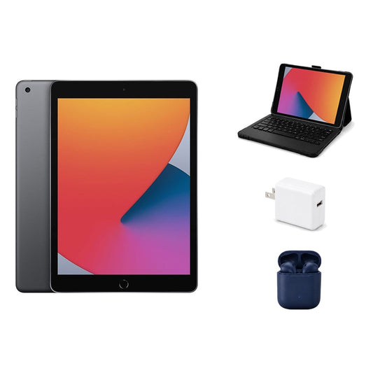 Refurbished Apple iPad 10.2" 8th Gen 32GB Wi-Fi Space Gray (Excellent Condition) + ZAGG Rugged Pro Connect Keyboard Case + InPod Headphones + Charger