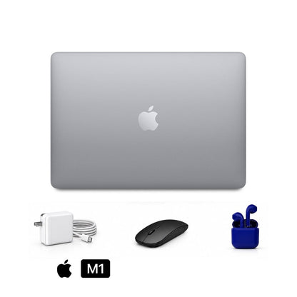 Refurbished Apple MacBook Air 13" (2020) M1 8GB/128GB Space Gray Good Condition with Generic Wireless Mouse + USA Essentials True Wireless Earbuds + Charger
