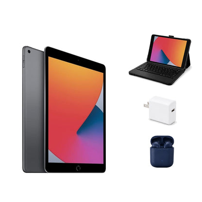 Refurbished Apple iPad 10.2" (7th Gen) WiFi 128GB Space Gray Excellent Condition + ZAGG Rugged Pro Connect Keyboard Case + InPod Headphones + Charger