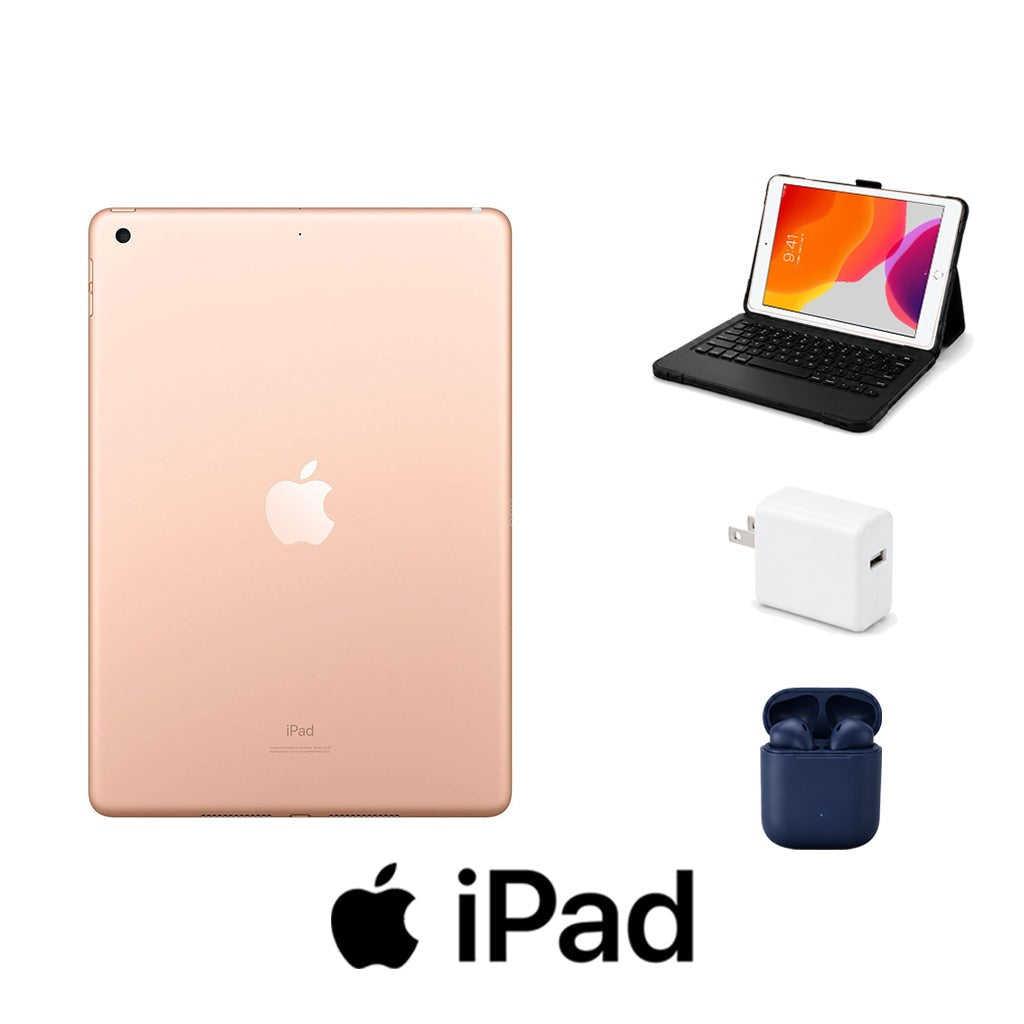 Refurbished Apple iPad 10.2" (7th Gen) Wi-Fi 32GB Gold Excellent Condition + ZAGG Rugged Pro Connect Keyboard Case + InPod Headphones + Charger