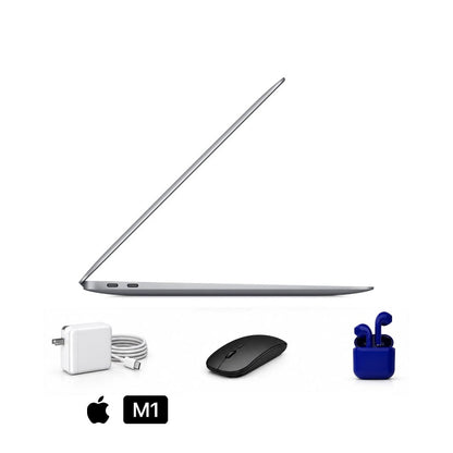 Refurbished Apple MacBook Air 13" (2020) M1 8GB/128GB Space Gray Good Condition with Generic Wireless Mouse + USA Essentials True Wireless Earbuds + Charger