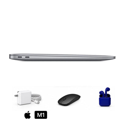 Refurbished Apple MacBook Air 13" (2020) M1 8GB/128GB Space Gray Good Condition with Generic Wireless Mouse + USA Essentials True Wireless Earbuds + Charger