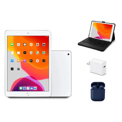 Refurbished Apple iPad 10.2" 7th Gen 32GB Wi-Fi Silver Excellent Condition + ZAGG Rugged Pro Connect Keyboard Case + InPod Headphones + Charger
