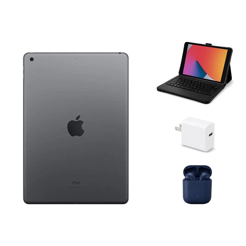 Refurbished Apple iPad 10.2" (7th Gen) WiFi 128GB Space Gray Excellent Condition + ZAGG Rugged Pro Connect Keyboard Case + InPod Headphones + Charger