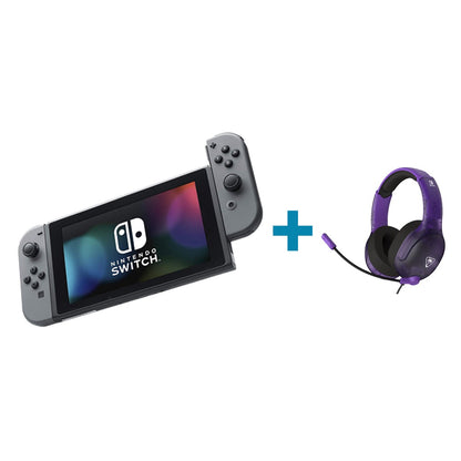Refurbished Nintendo Switch Hybrid Gaming Console HAC-001 32GB Wi-Fi Black Hybrid Gaming Console + Turtle Beach Airlite Fit Wired Gaming Headset Purple Bundle