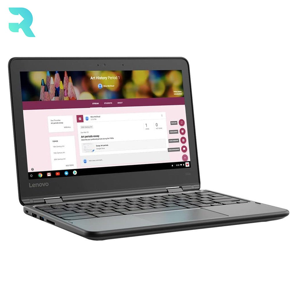 Refurbished Lenovo 300e Chromebook (2nd Gen) 81MB001DUS 11.6" Touchscreen Intel Celeron N4000 4GB RAM 32GB Wi-Fi Black (Excellent Condition)